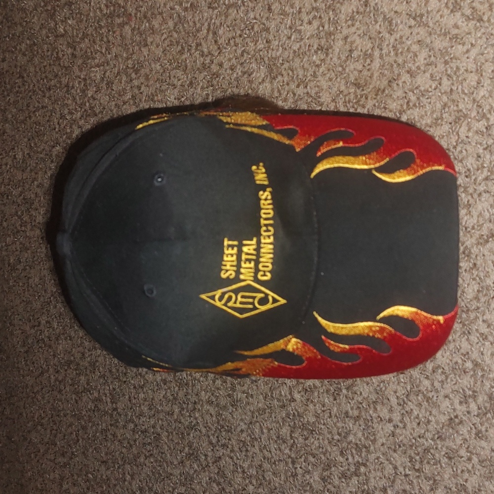 Steel Metal Construction Inc Embroidered Raging Flame Strap-on Hat Cap